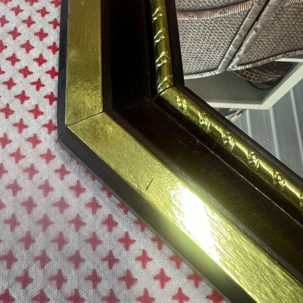 Vintage home interior mirror wall decor gold wood